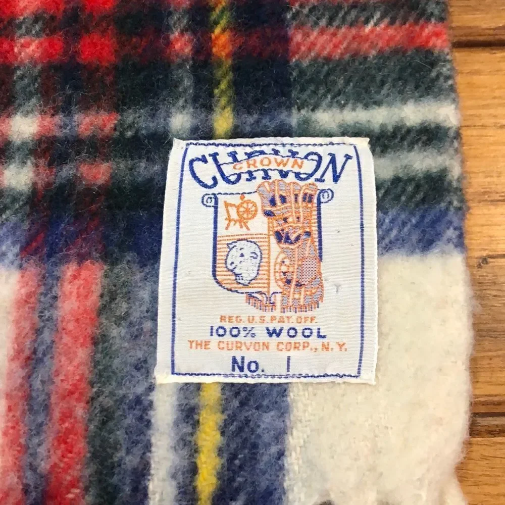 Curvon Crown No. 1 Vtg Wool Lap Blanket